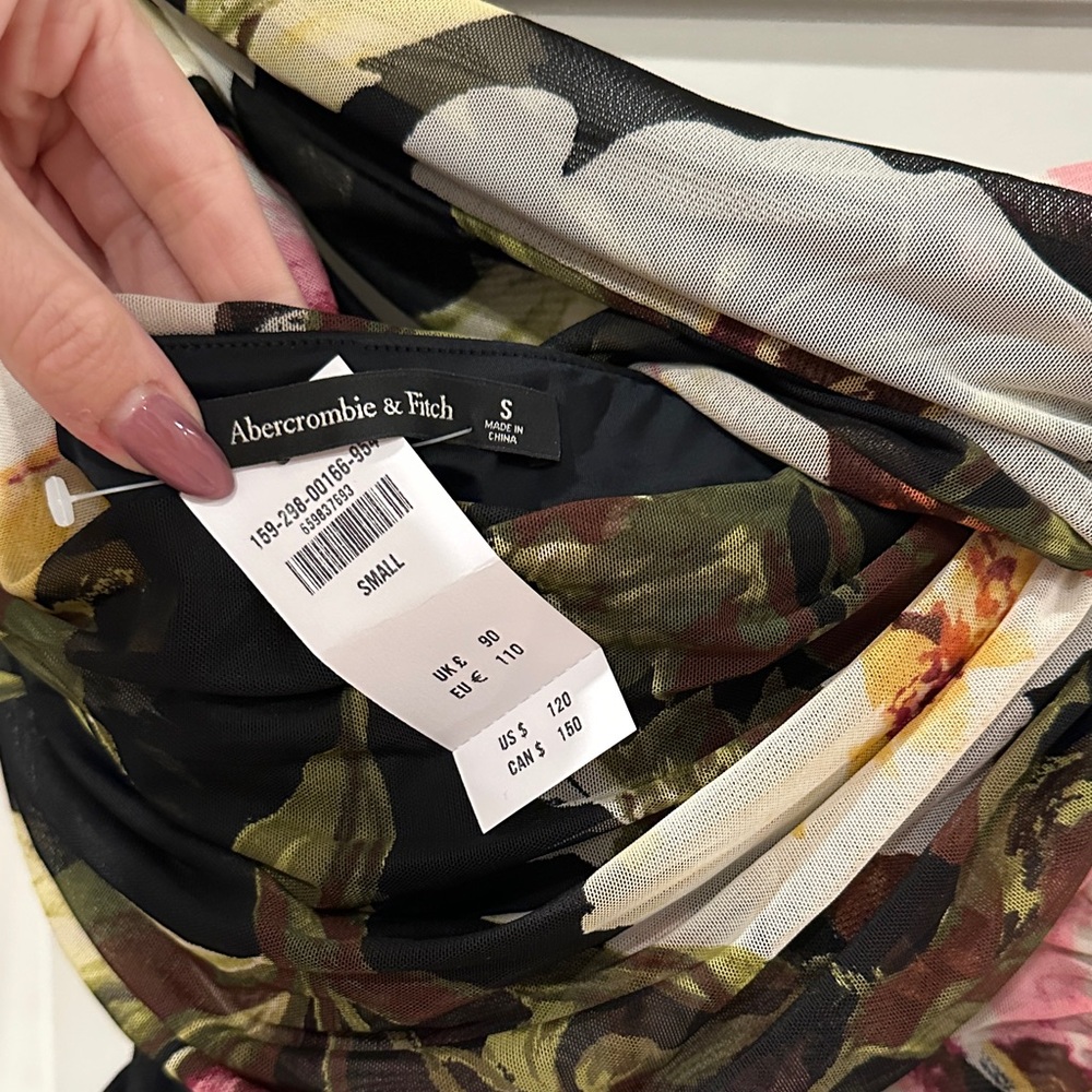 Abercrombie & Fitch One Shoulder Floral Dress - Black and Yellow - Picture 4 of 4